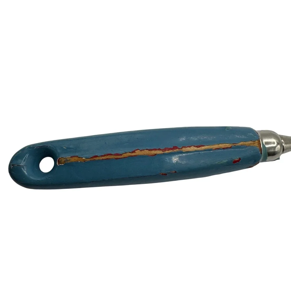 Vintage EKCO USA Meat Carving Fork Blue Wood‎ Handle Mid Century Kitchen Utensil